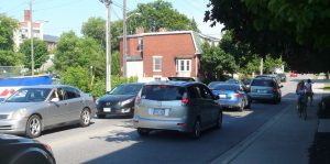 Photo of heavy traffic on Neeve Street, summer 2016