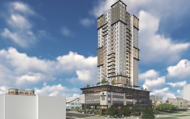 Rendering of the East view of 70 Fountain Street at Wyndham