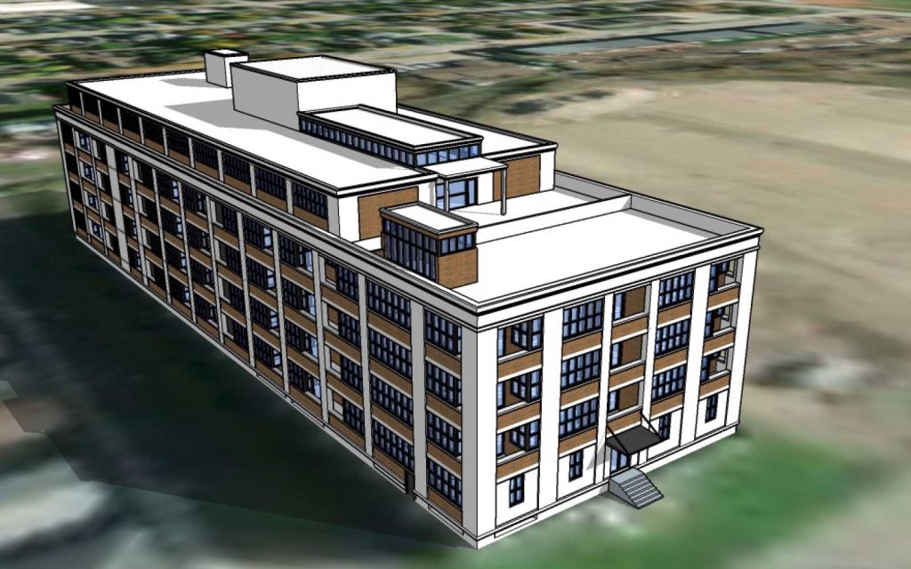 3D rendering of 120 Huron St with proposed 5th story